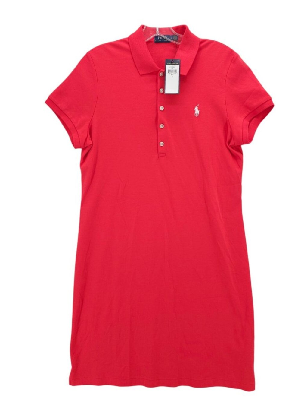 NWT POLO RALPH LAUREN Red Polo Shirt Dress 100% Cotton Size LARGE
